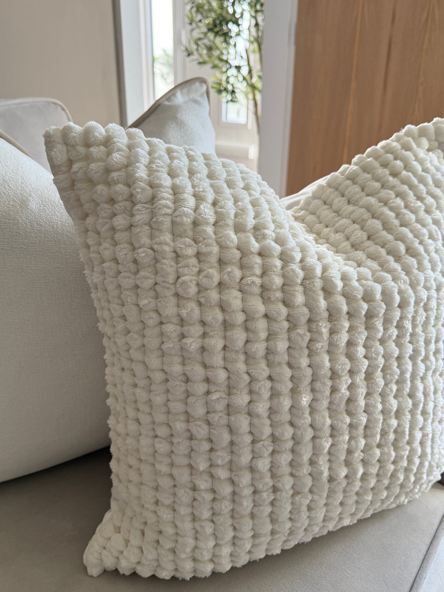 Tuffra Ivory Soft Bobble Cushion