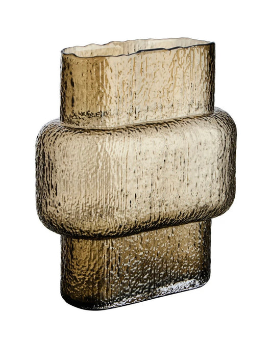Large Textured Brown Glass Vase