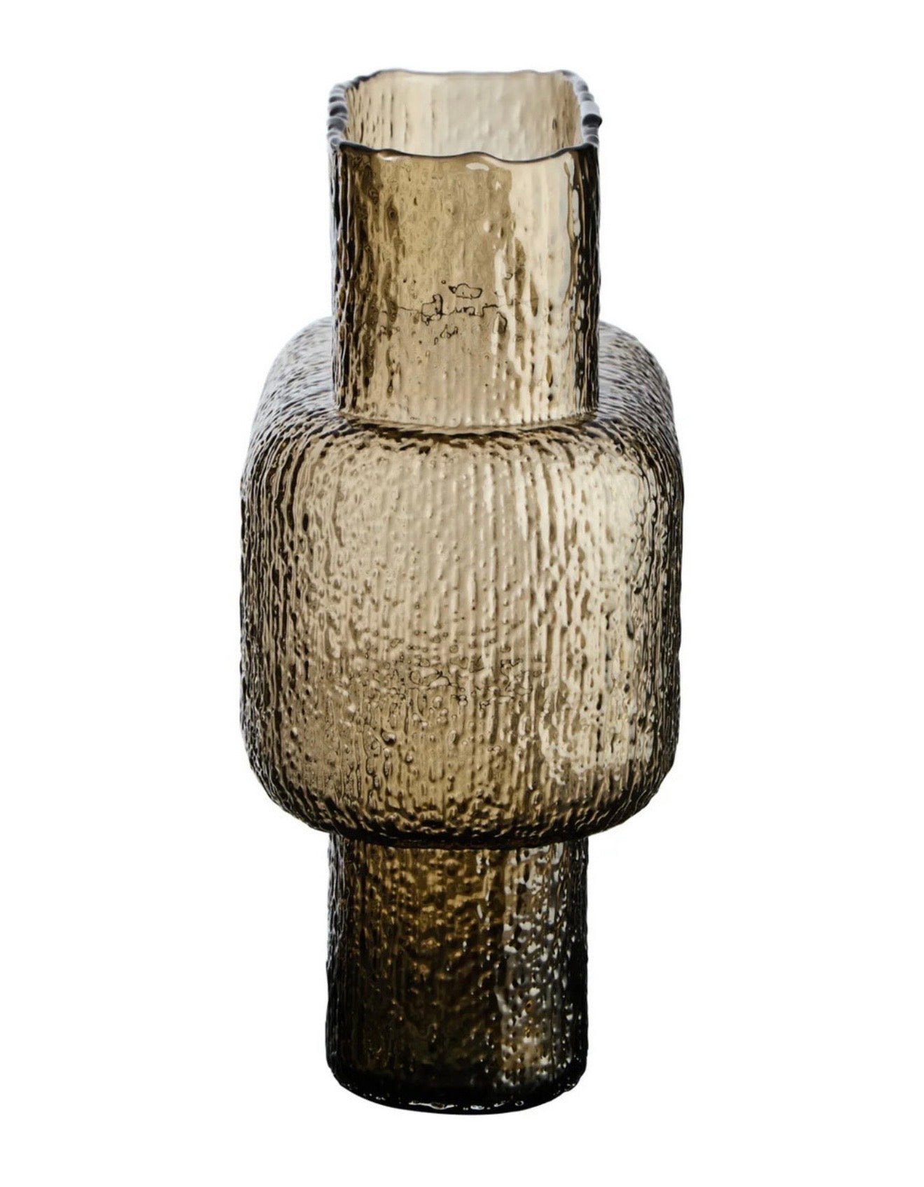 Large Textured Brown Glass Vase