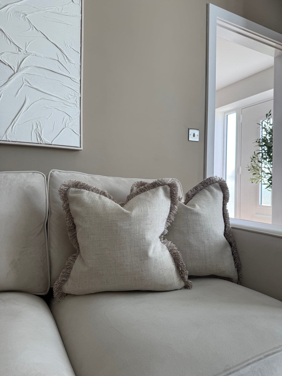 Casablanca Natural Fringed Cushion