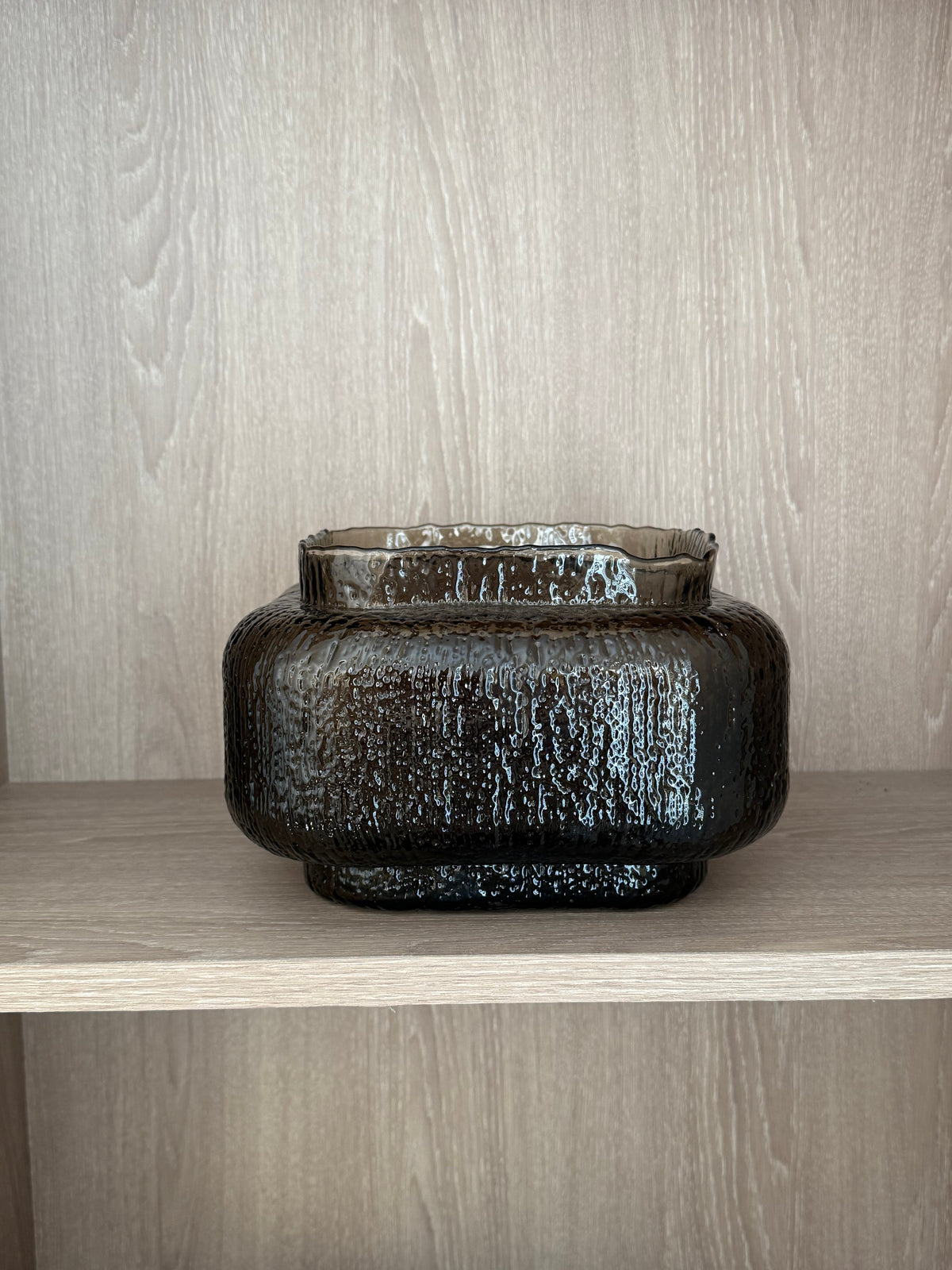 Small Textured Brown Glass Vase