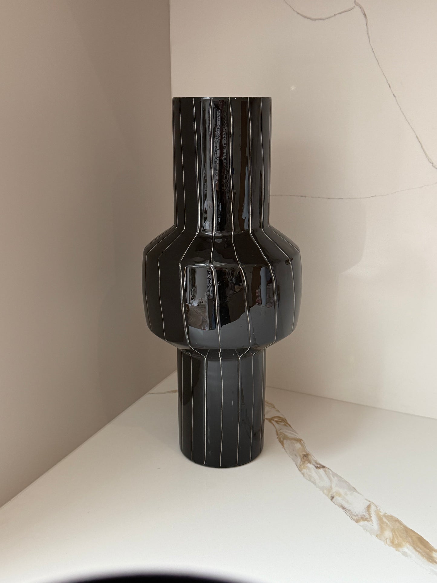 SENUMA Stripy Black & White Large Vase