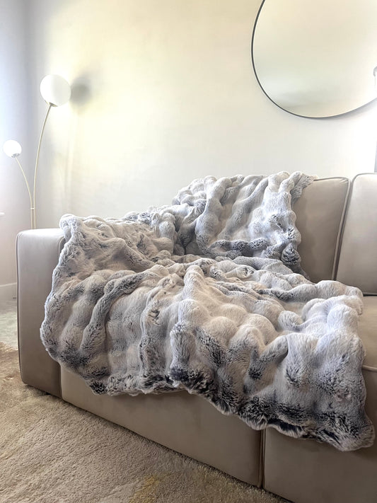 Highgate Luxury Silver Faux Fur Throw