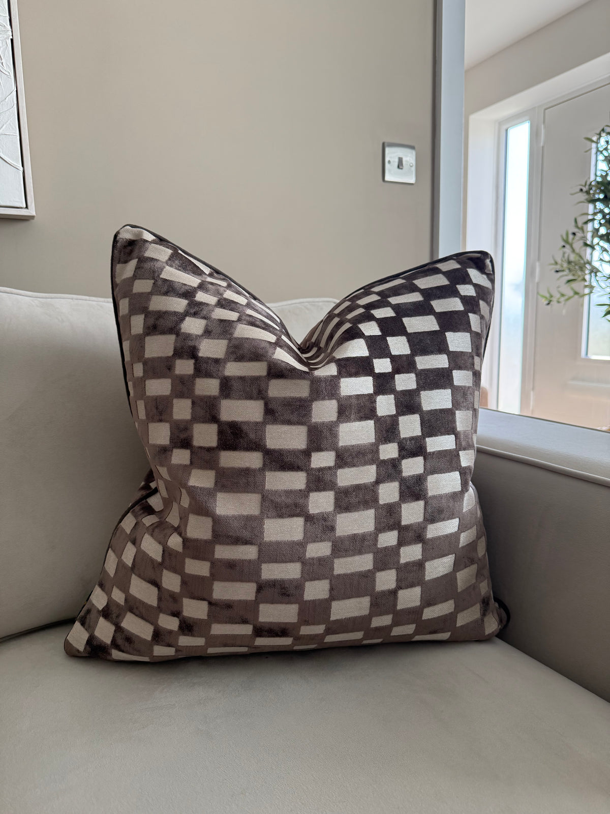 PM Modblock Chocolate Large Cushion