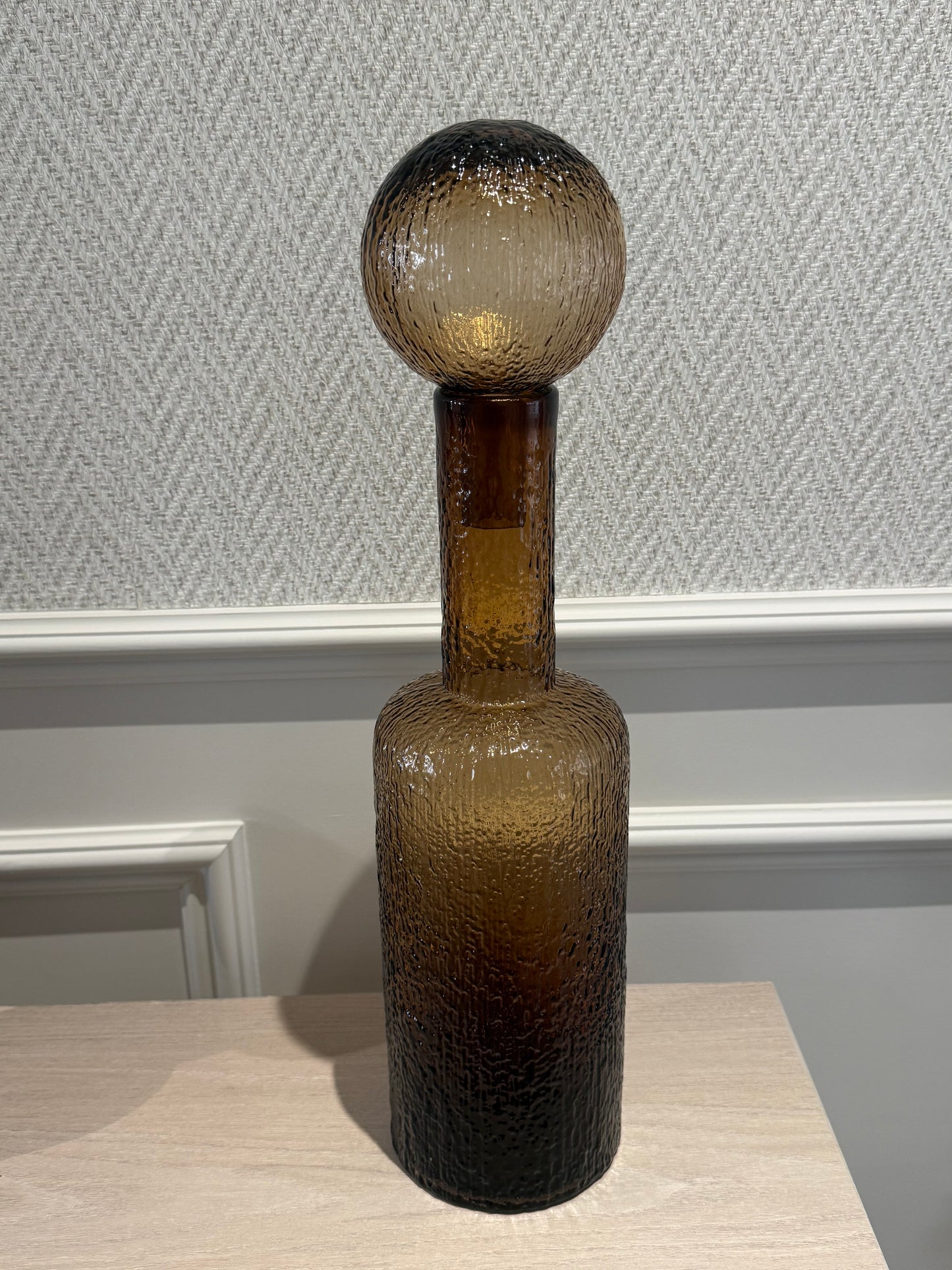 Large Textured Brown Glass Bottle