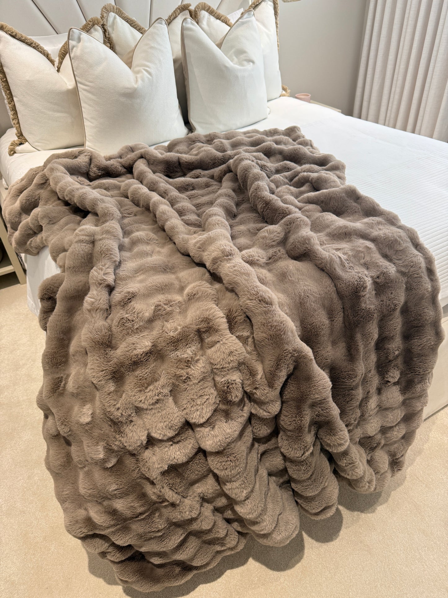 Raffles Taupe Faux Fur Throw